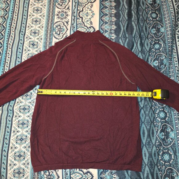 Mens Eddie Bauer 1/4 Zip Burgundy Sweater Cotton/ Wool Size Large X-Large - Picture 4 of 7